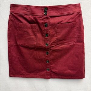 LOFT Outlet NWT Button-Front Wine Mini Skirt